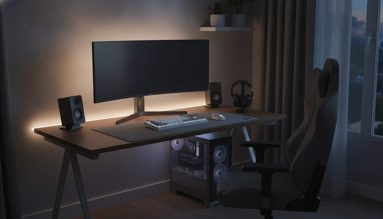 Ambiance lumineuse neutre pour la meilleure température couleur éclairage setup gaming