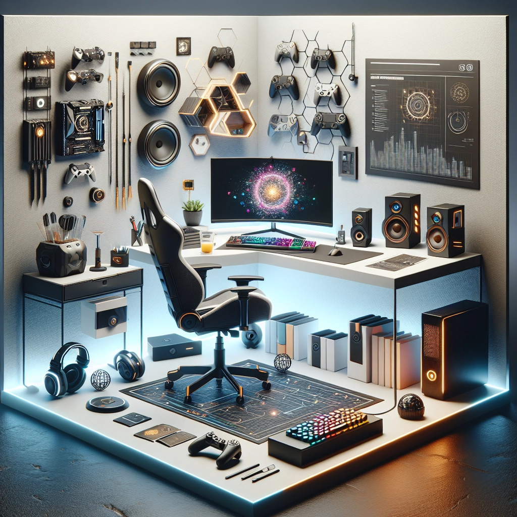 Setup gaming 2024 optimisé avec souris, clavier, casque et écran