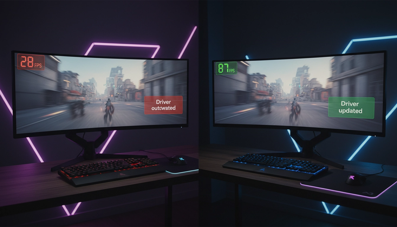 Comparaison des performances en jeu avant et après une mise à jour pilotes de carte graphique