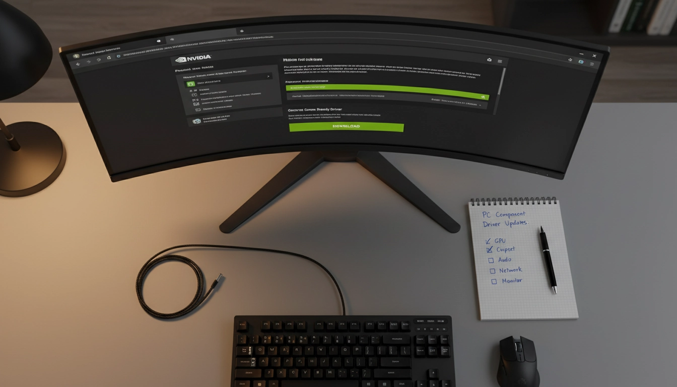 Téléchargement des pilotes officiels sur le site NVIDIA dans le cadre d'une maintenance régulière des pilotes PC