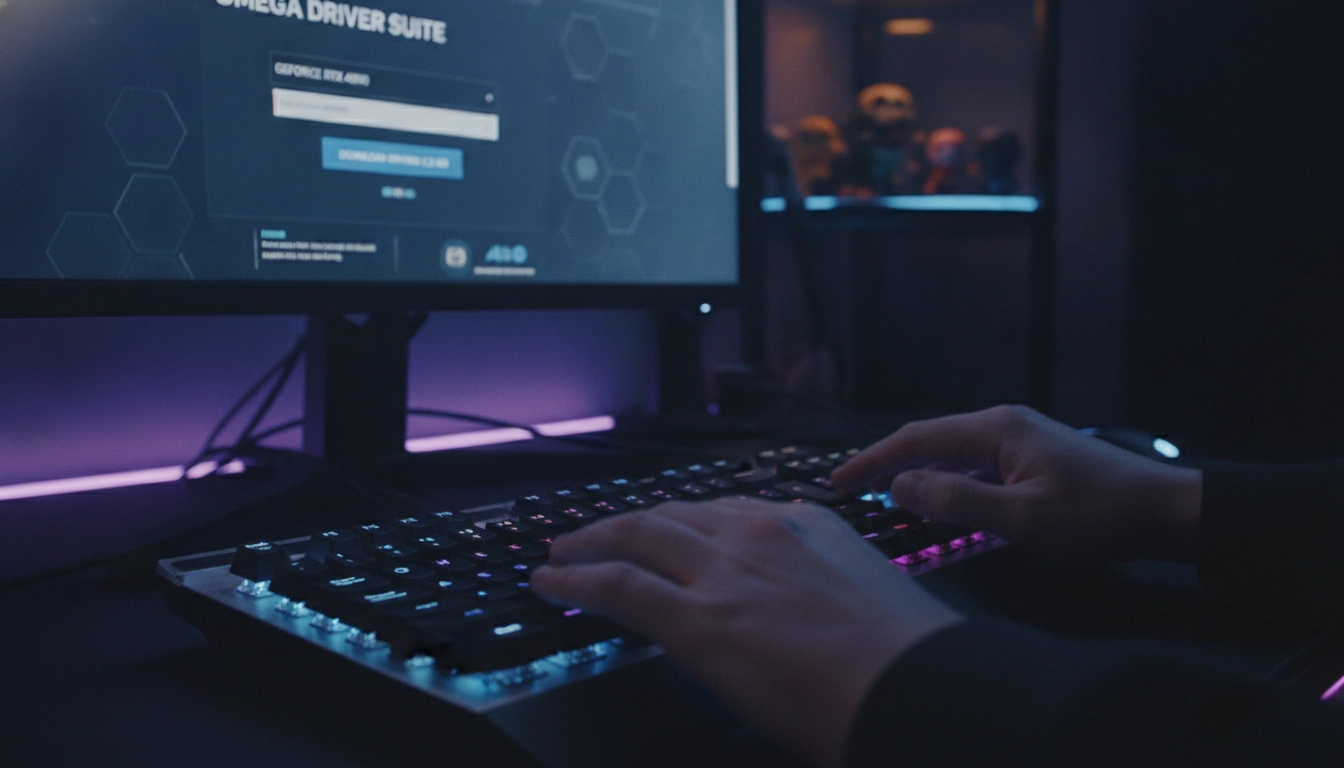 Joueur téléchargeant manuellement un pilote sur son PC gaming