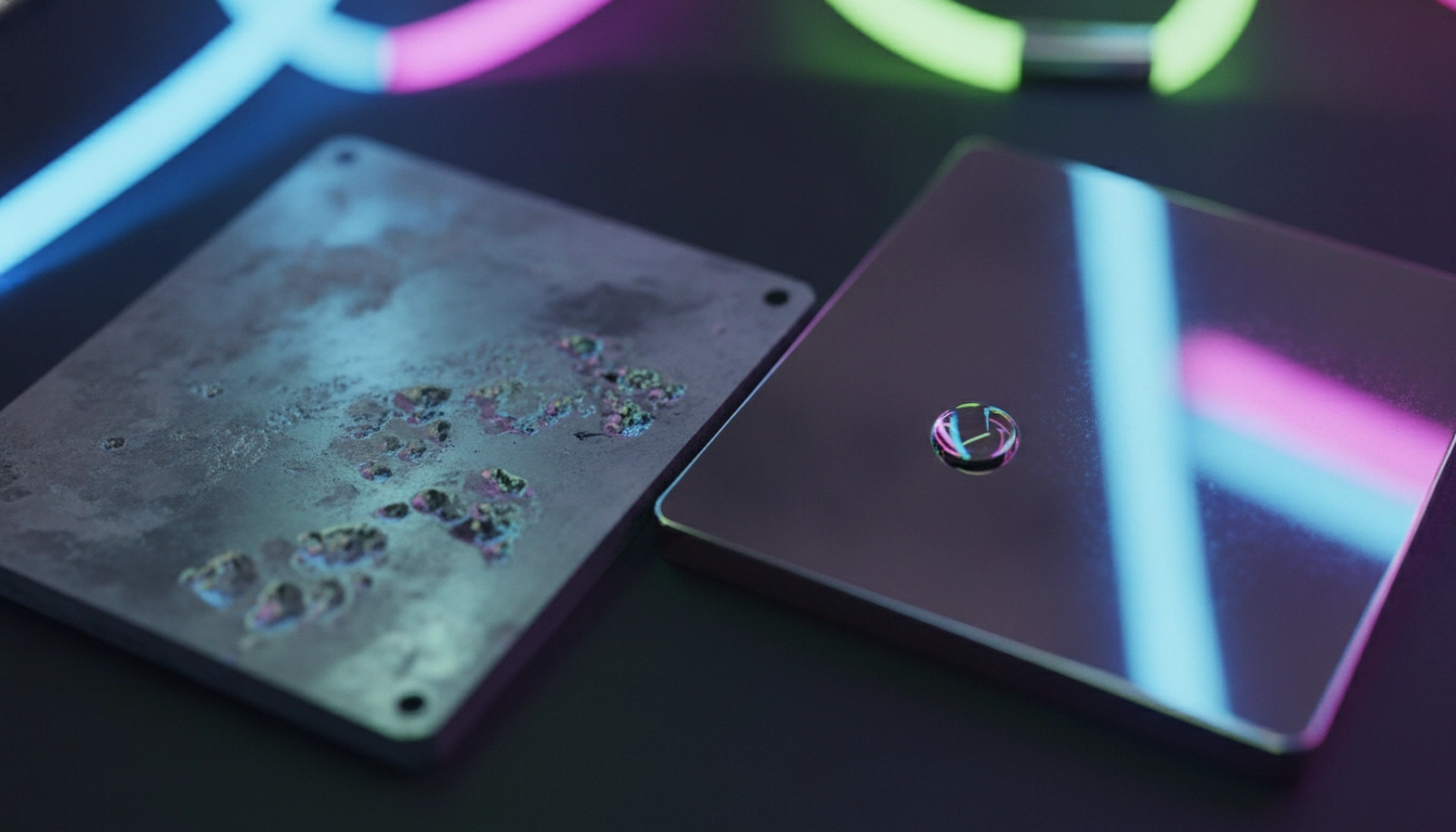 Comparaison de corrosion pour illustrer les mythes pâte thermique cpu liquide métal sur l'aluminium