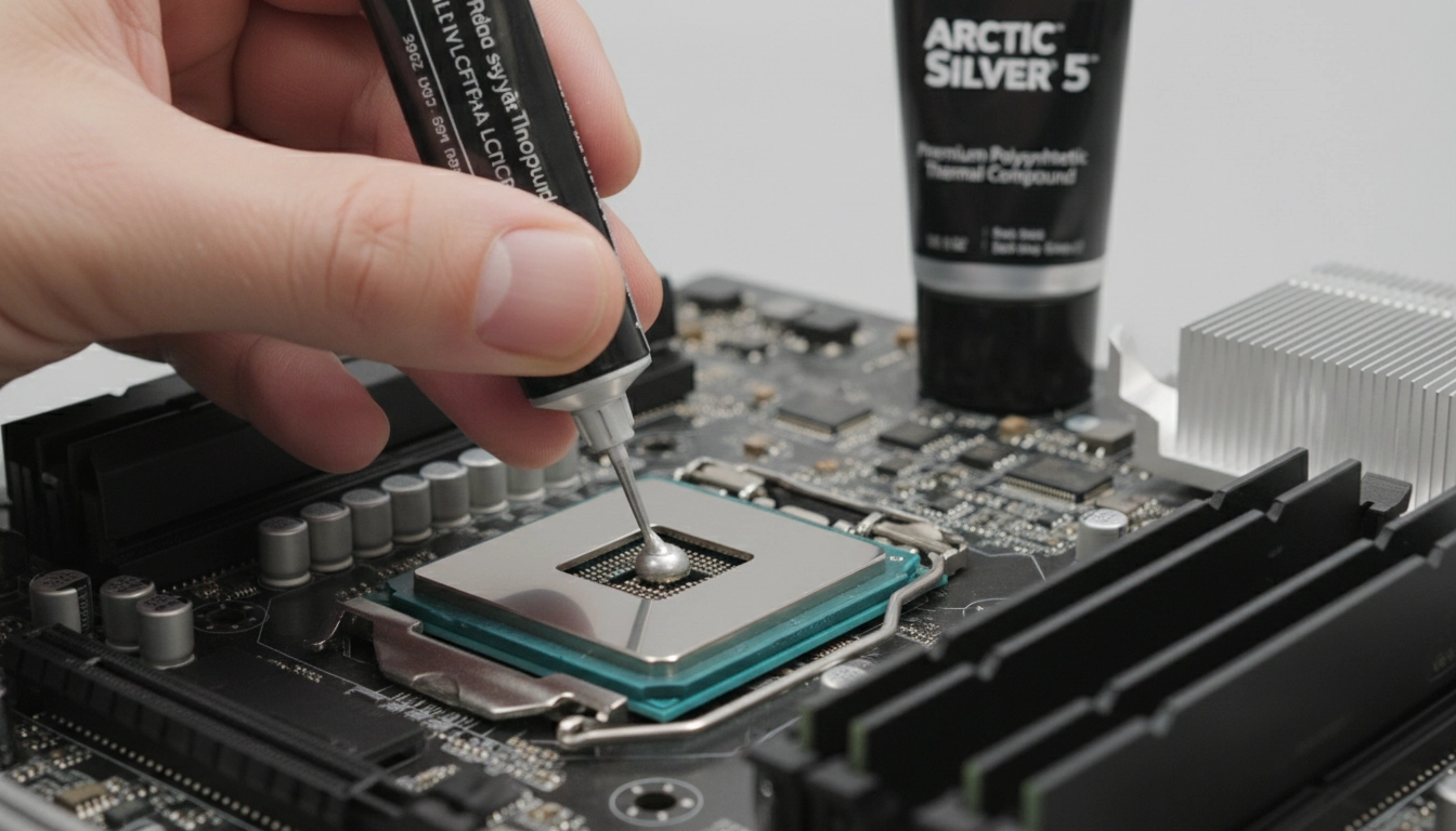 Application de pâte thermique sur un processeur lors du nettoyage physique pc