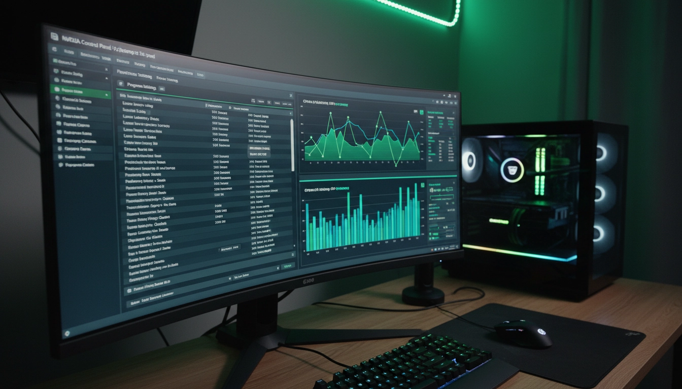 Interface du panneau de contrôle Nvidia pour l'optimisation drivers GPU avec paramètres 3D avancés