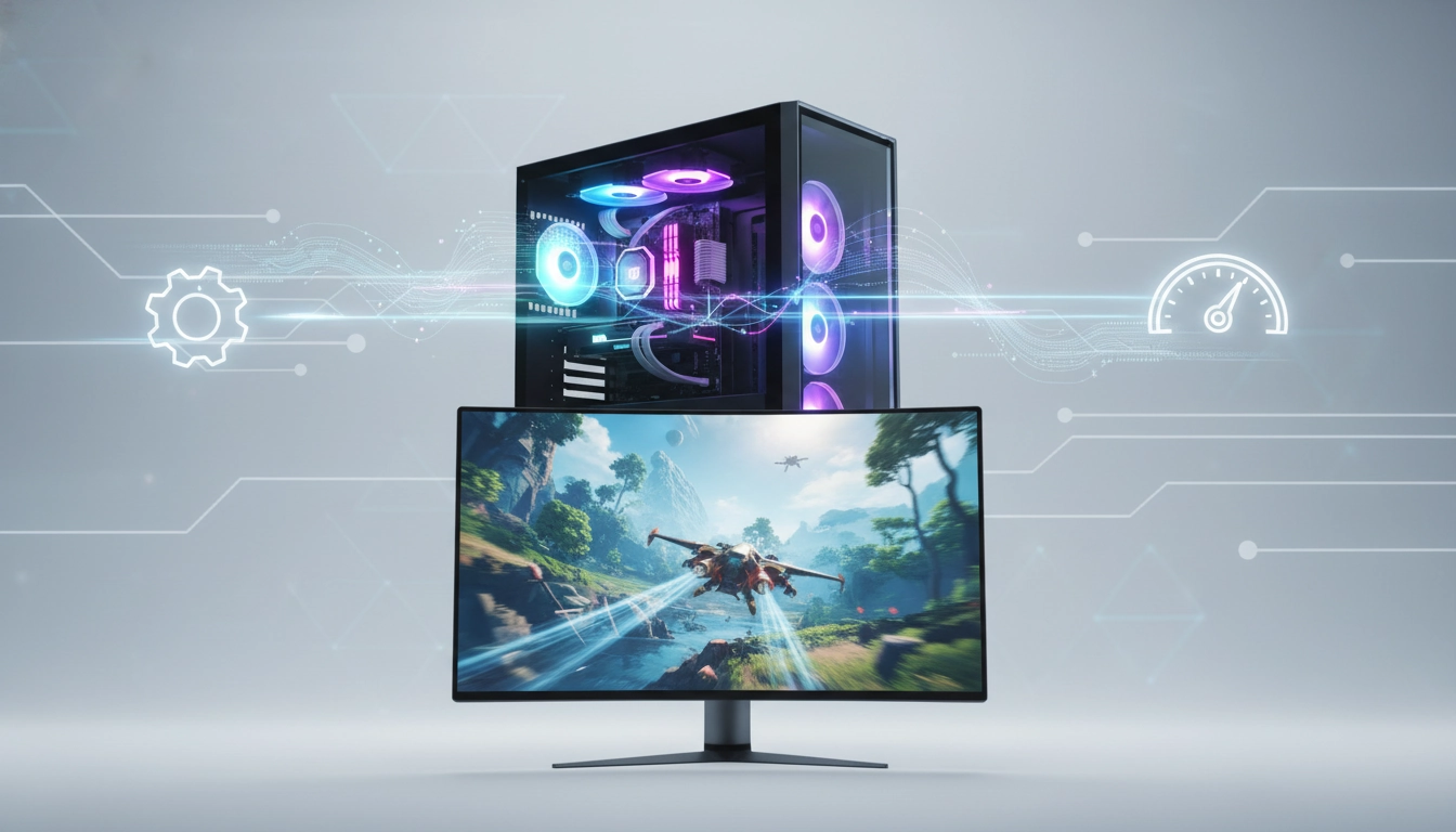 Tableau de bord d'optimisation drivers GPU avec réglages Nvidia et AMD affichés sur un écran de gaming