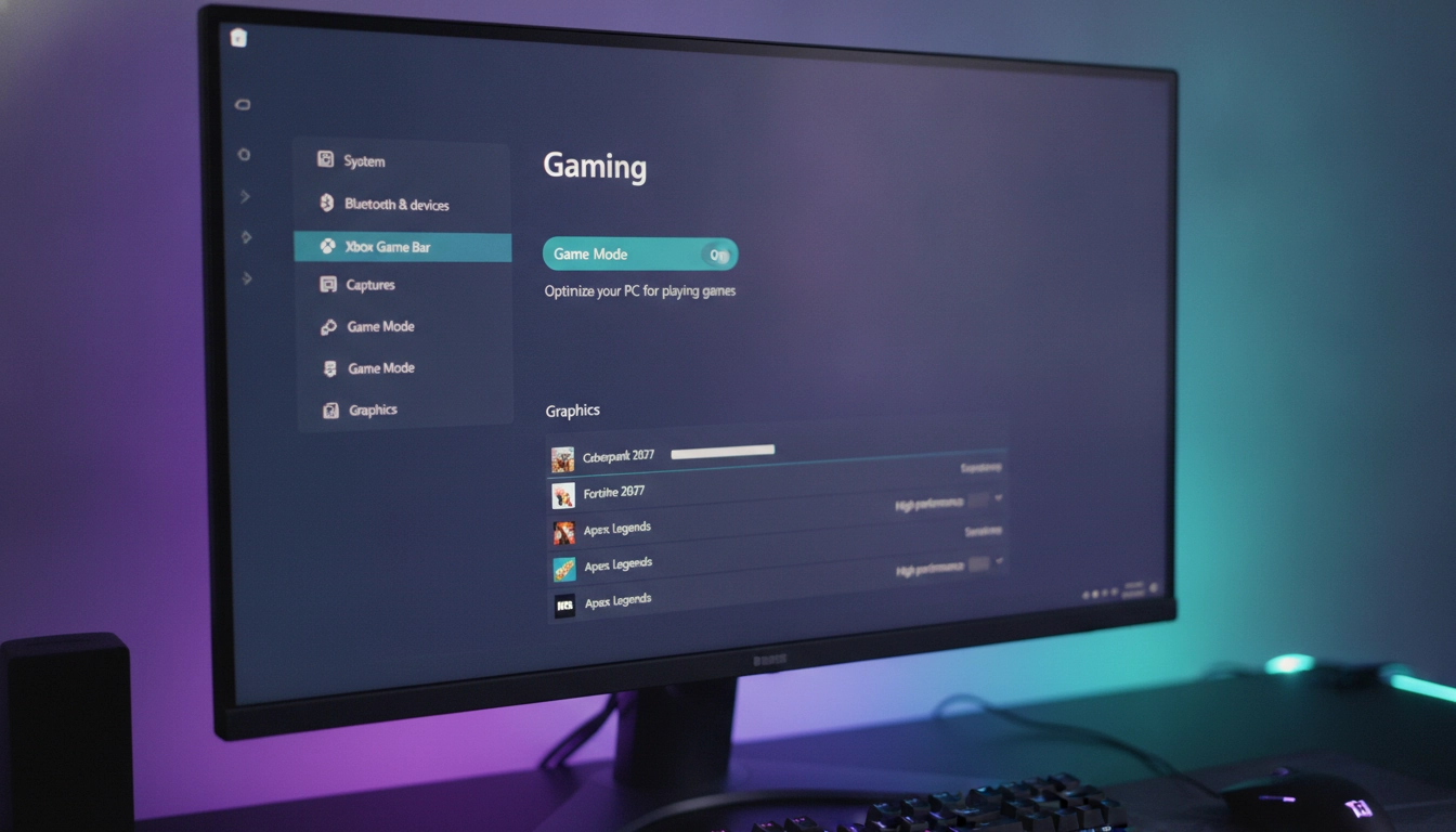 Menu des paramètres Windows configuré pour une optimisation pc gaming parfaite.