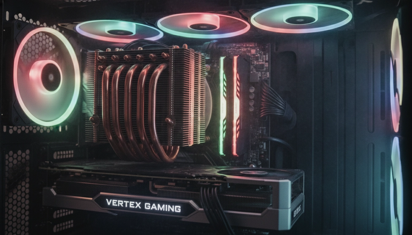 Intérieur d'un boîtier PC montrant un flux d'air parfait pour éviter la surchauffe.