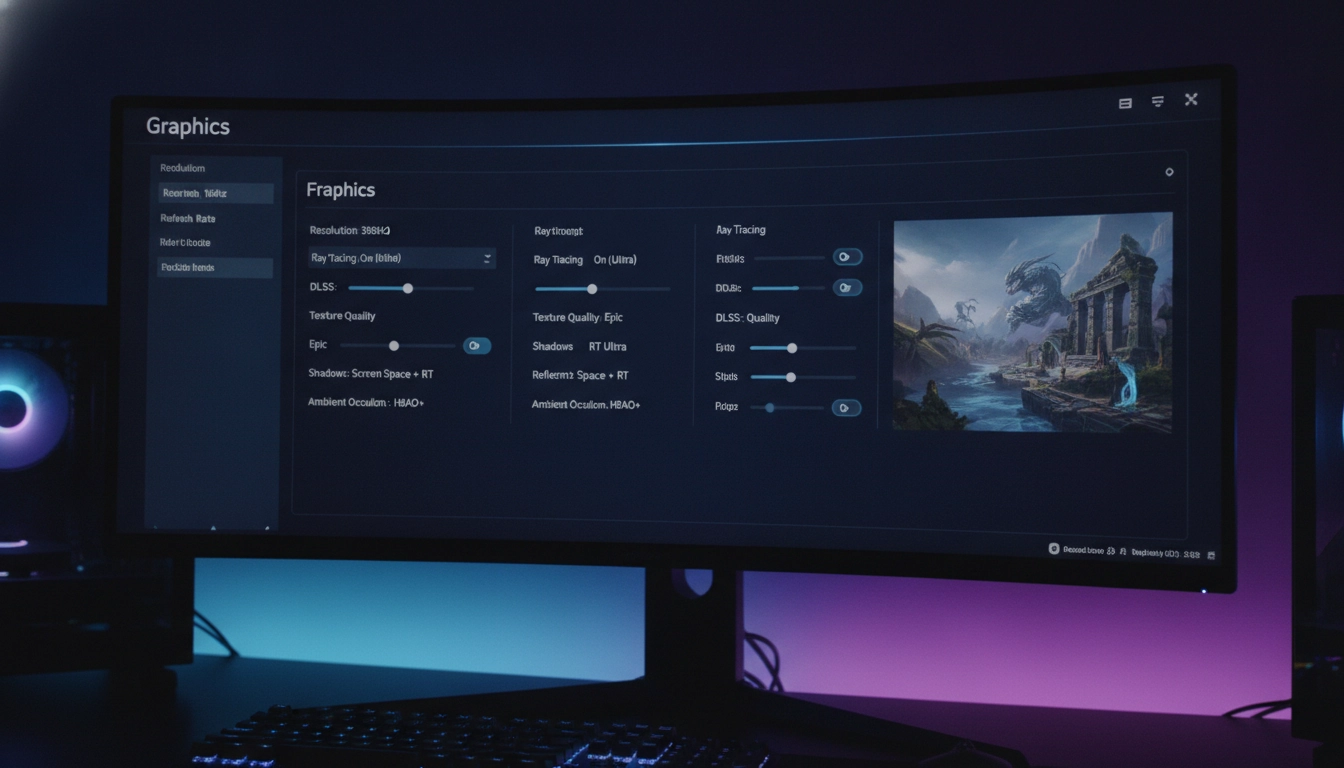 Menu de configuration pour l'optimisation réglages drivers gpu nvidia amd jeux
