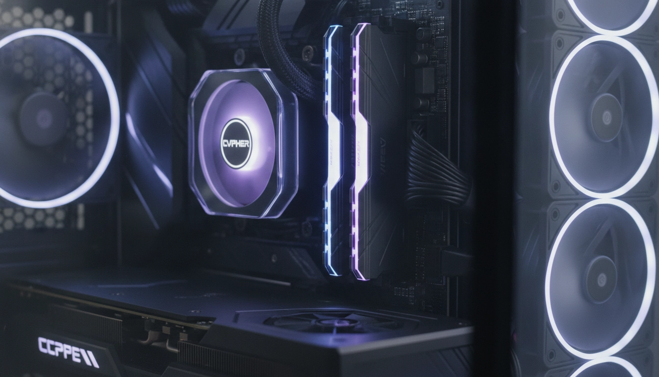 Intérieur d'un PC gaming haut de gamme avec composants optimisés pour réduire la latence