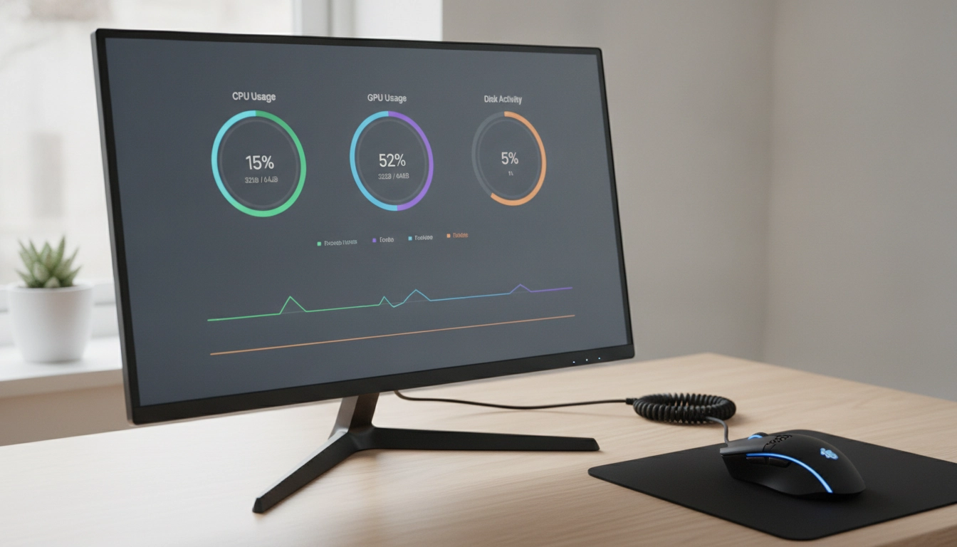 Interface détaillée montrant les performances du processeur et de la mémoire vive en temps réel.