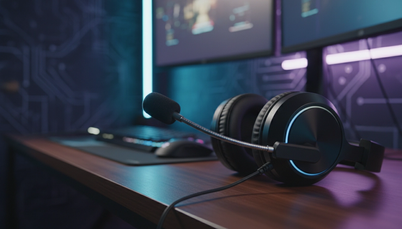 Gros plan sur la perche et la bonnette en mousse pour optimiser microphone casque gaming clair