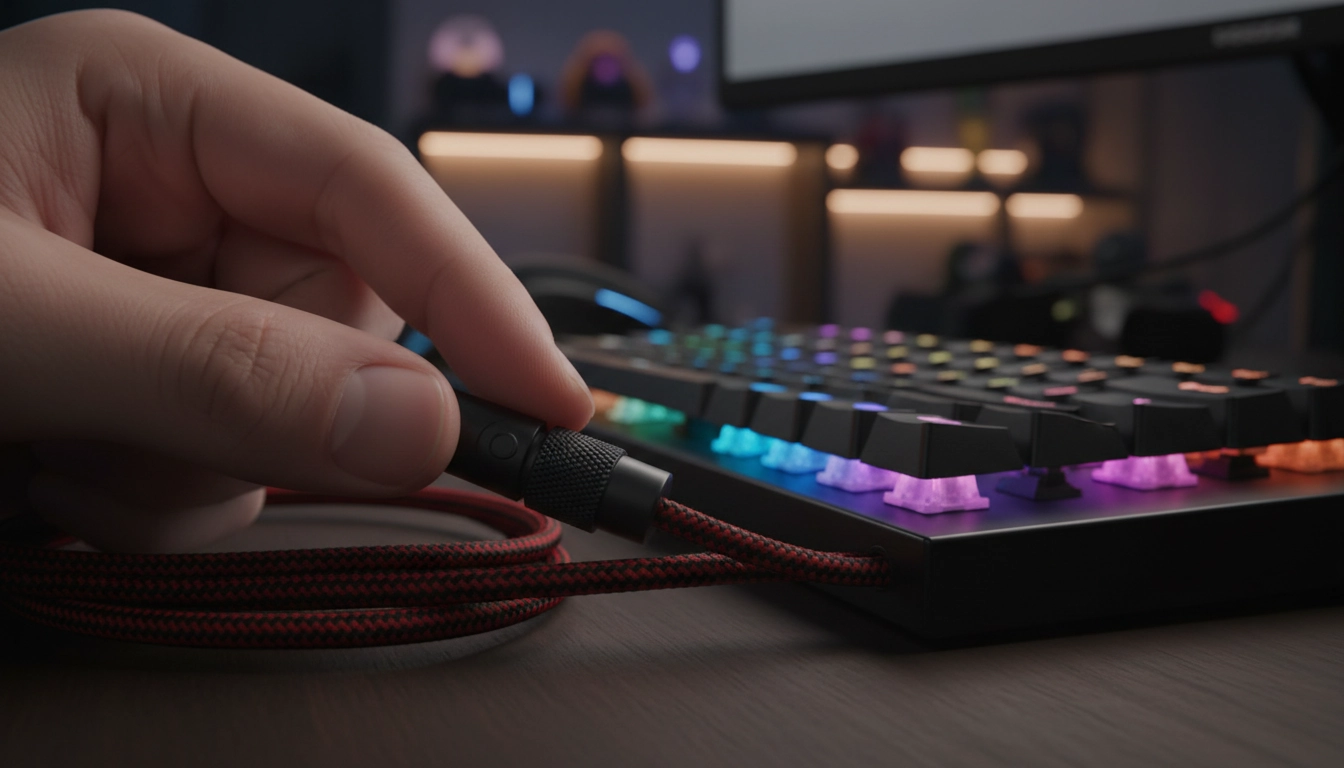 Ajustement du volume via la molette du câble d'un casque audio gaming