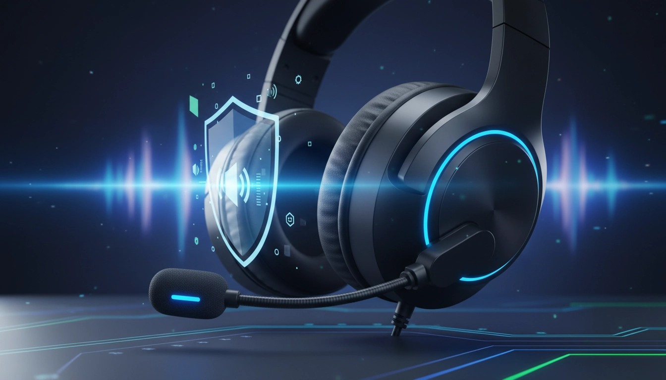 Joueur configurant les paramètres audio de son microphone sur un ordinateur pour optimiser microphone casque gaming clair