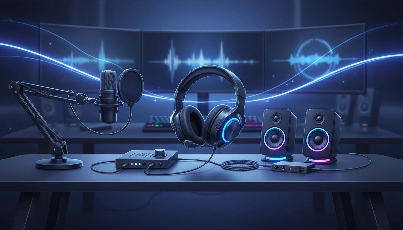 Setup gaming avec casque audio, DAC et accessoires pour optimiser son audio gaming