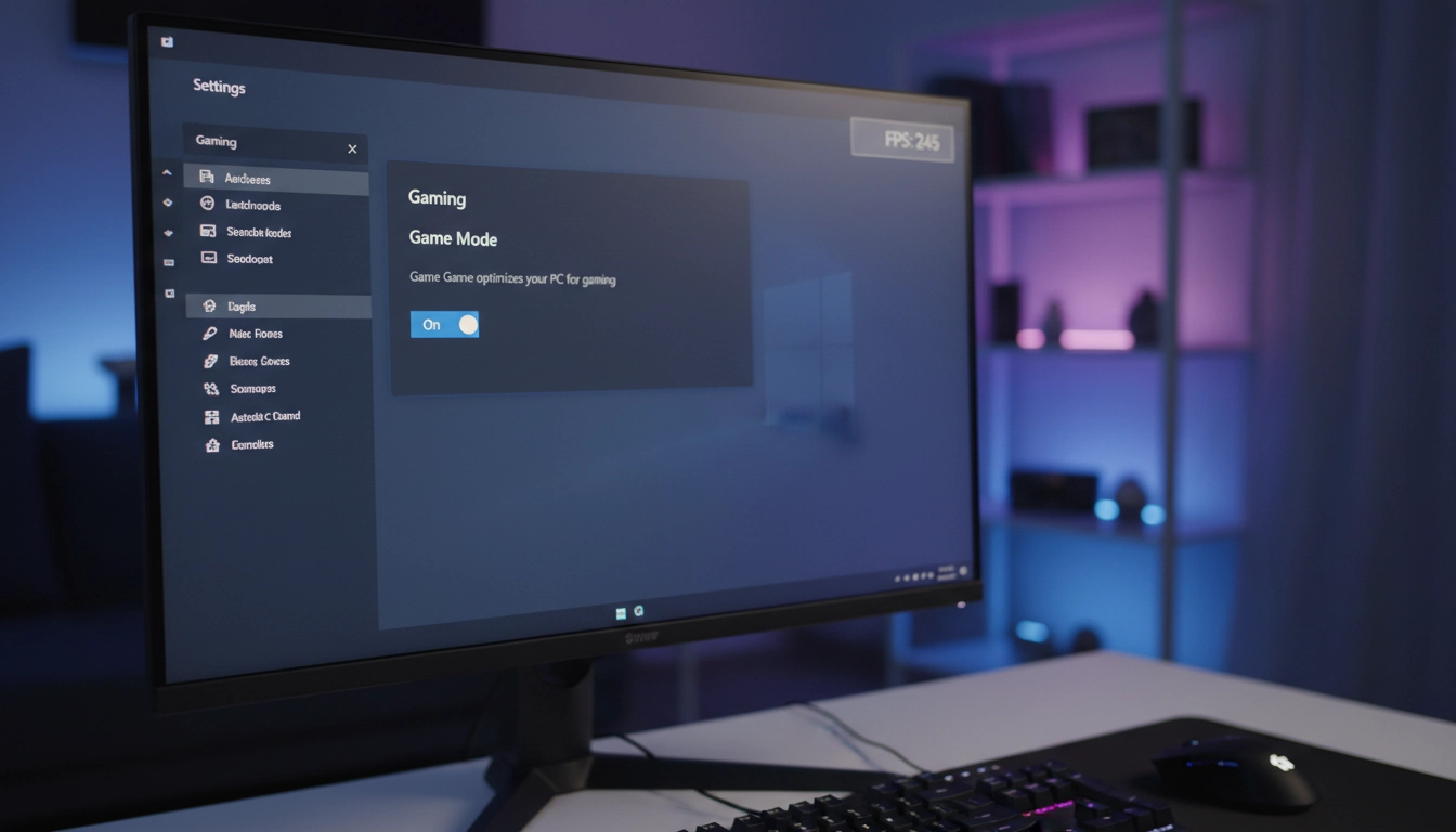 Écran Windows 11 montrant le mode jeu activé pour optimiser Windows gaming et maximiser les FPS