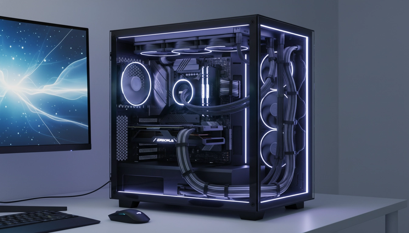 Organisation du branchement des câbles PC dans un boîtier gaming propre et bien câblé