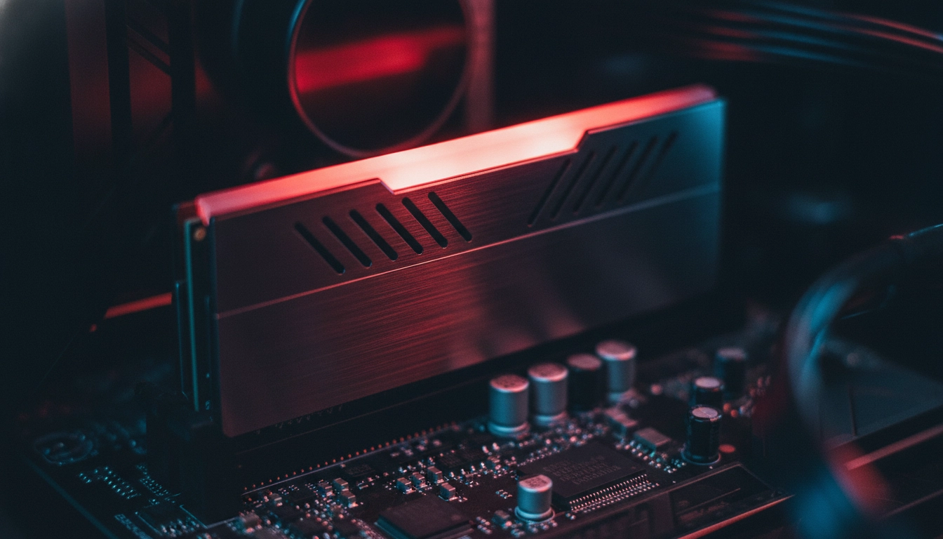 Détail d'une carte mère démontrant l'overclocking ram ddr4 impact performance gaming.