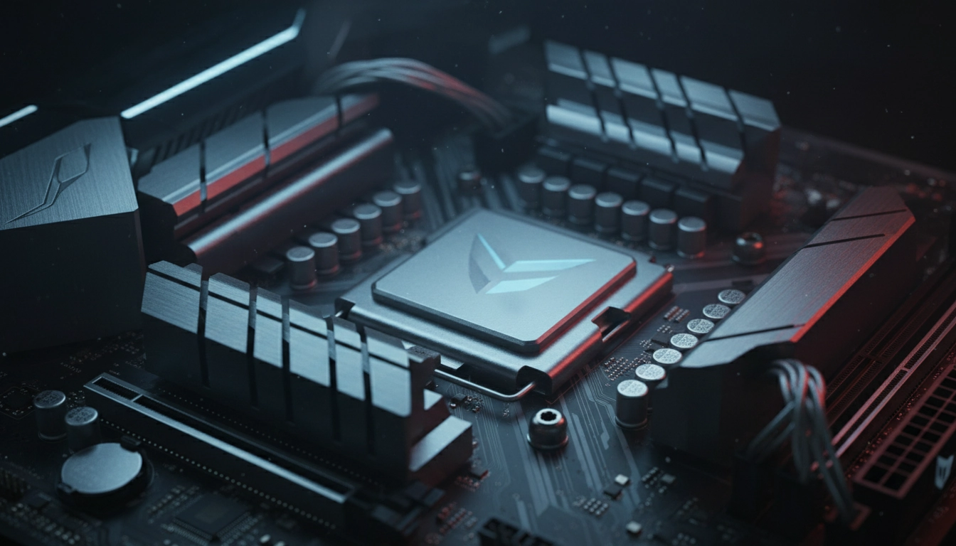 Vue détaillée d'une carte mère moderne illustrant les paramètres bios essentiels overclocking sécurisé.