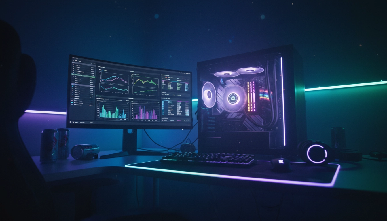 Setup PC gaming avec surveillance des températures et optimisation des paramètres BIOS gaming en temps réel