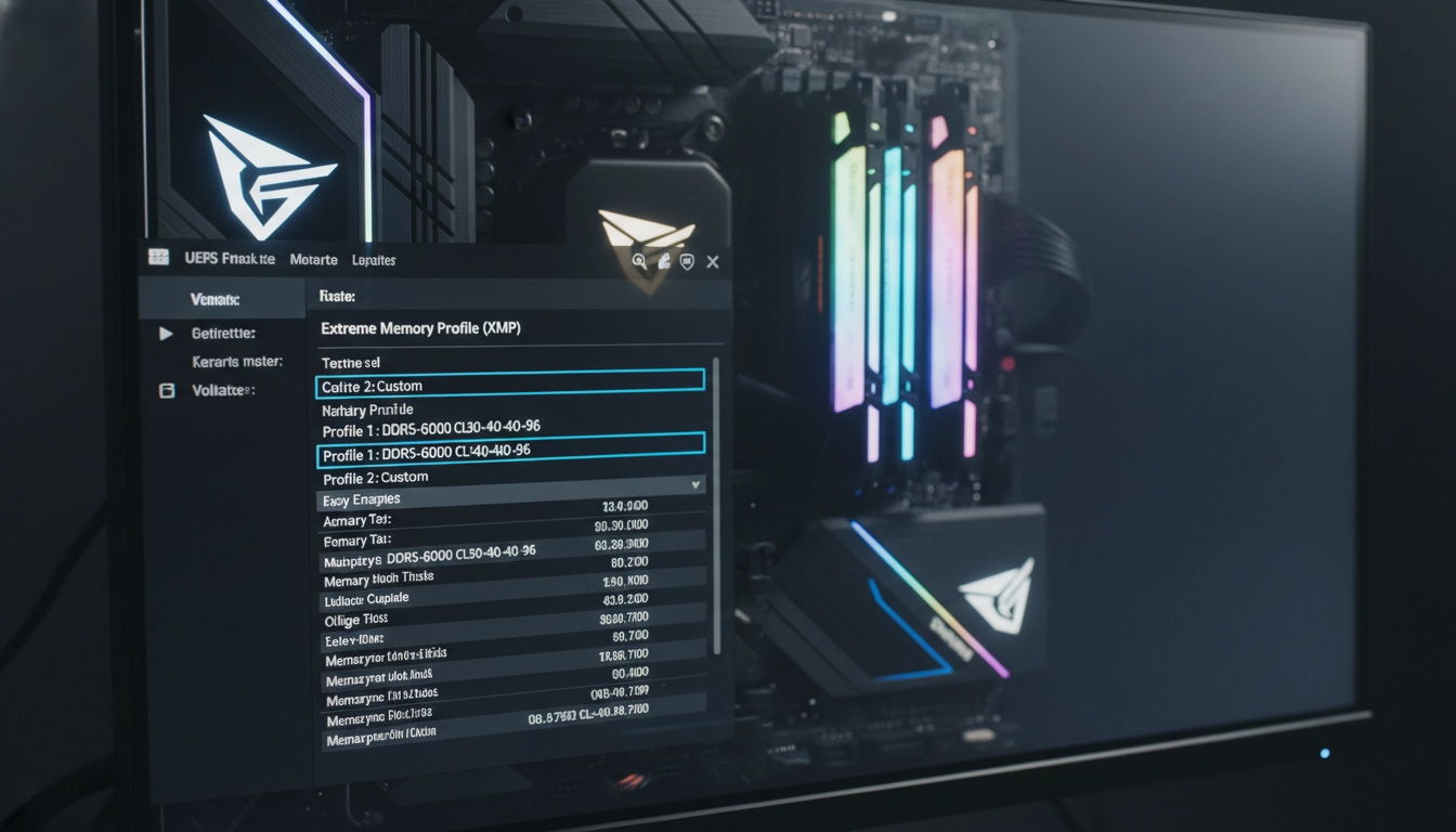 Interface BIOS UEFI avec activation du profil XMP pour les paramètres bios gaming réduire latence