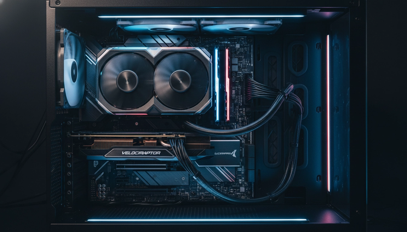 Carte graphique installée dans slot PCIe d'une carte mère gaming pour optimiser les paramètres de latence