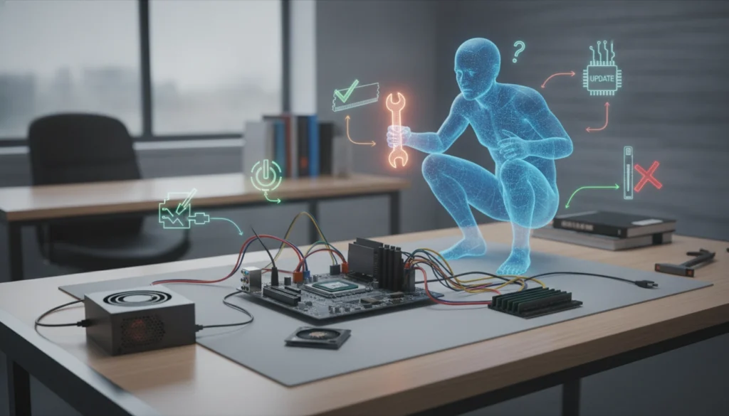 Réparation d'un ordinateur dont le pc ne démarre pas après installation carte mère cpu