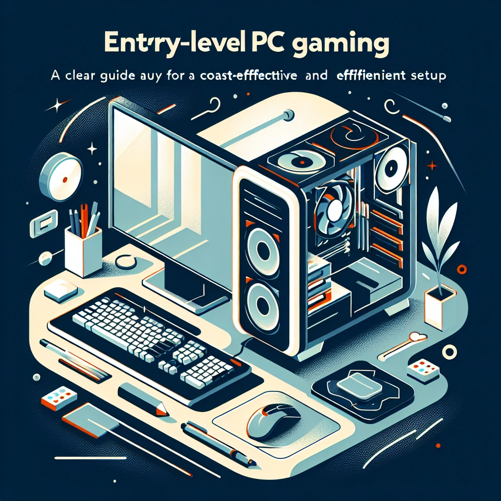 Setup PC gaming entrée gamme économique sur un bureau avec écran 1080p