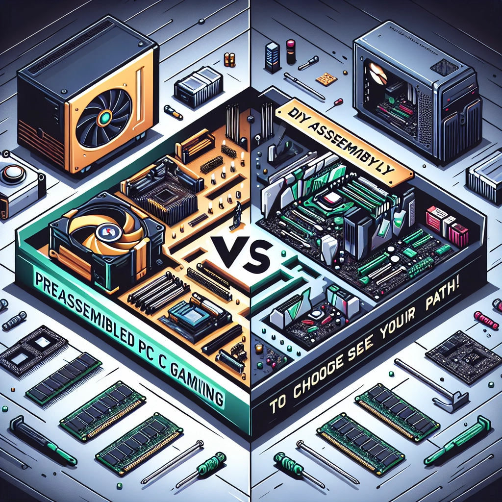 Comparatif entre PC gaming préassemblé et montage DIY sur un bureau de joueur