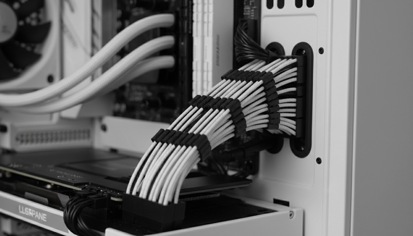 Gestion des câbles premium avec gainage et peignes pour un rendu propre dans un PC