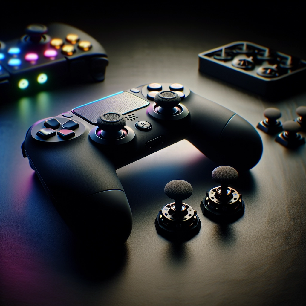 Vue d’une manette gaming premium montrant sticks interchangeables et palettes arrière pour illustrer la personnalisation manette gaming avantages