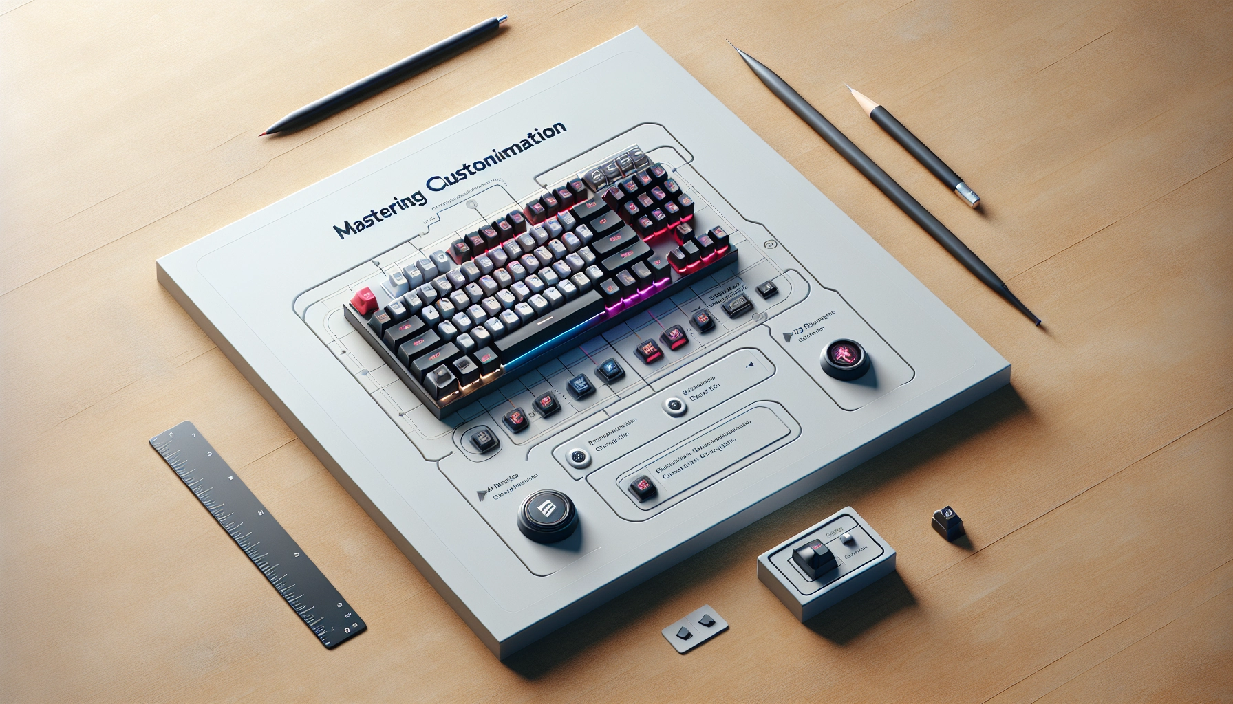 Clavier gaming mécanique rétroéclairé en RGB avec profils de macros configurés sur écran de logiciel