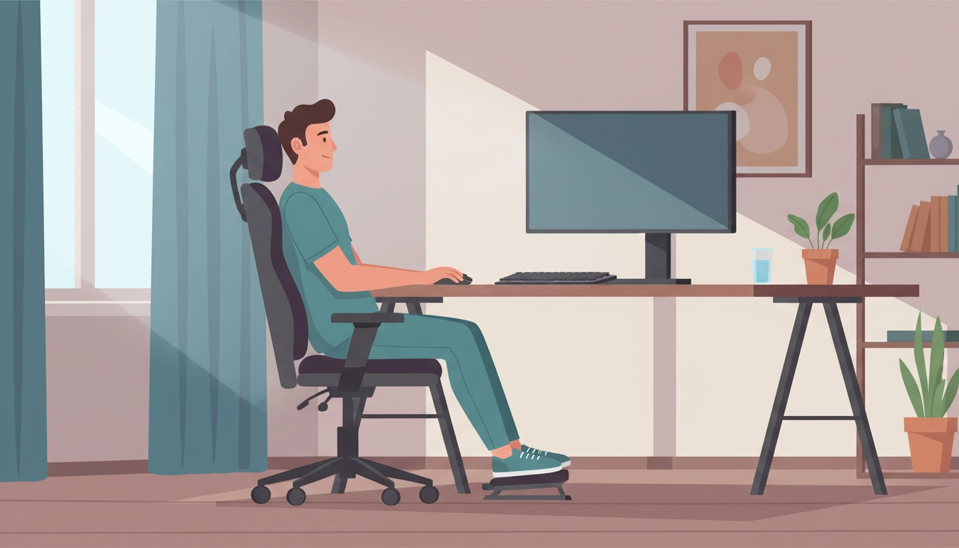 Gamer assis avec une posture gaming saine devant son setup ergonomique