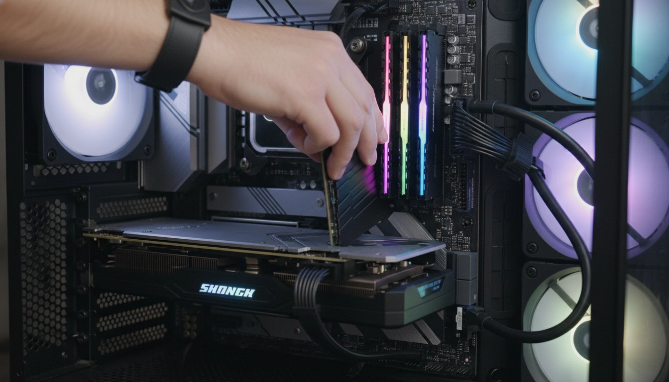 Vérification des composants avant le premier démarrage d'un PC gaming assemblé