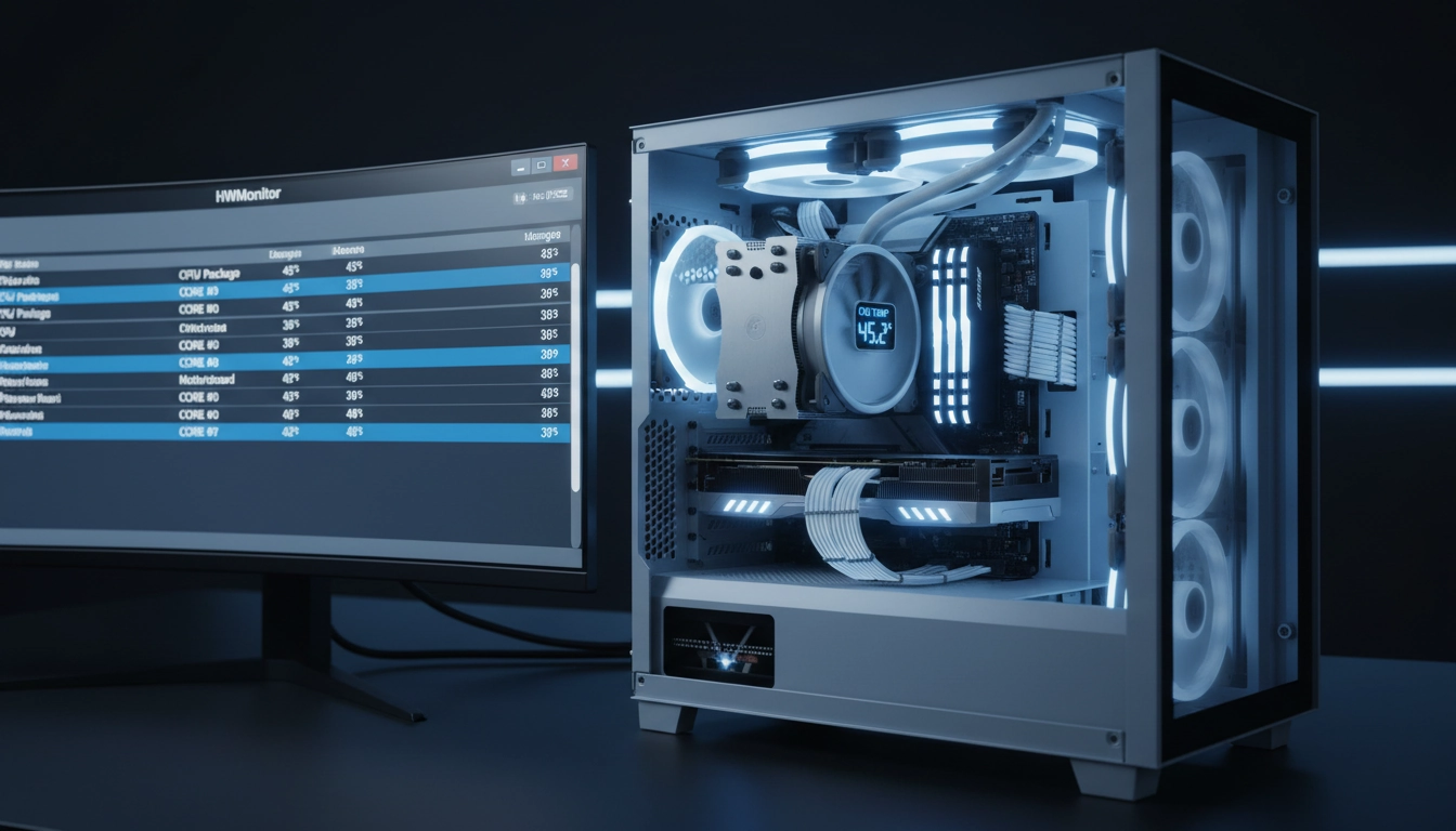 Surveillance des températures lors d'une surchauffe au premier démarrage PC avec logiciel HWMonitor