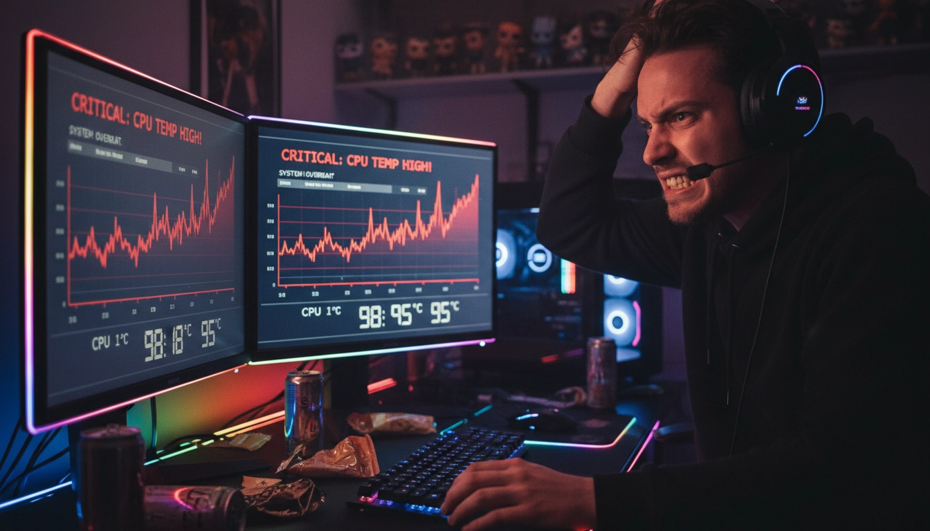 Gamer observant les baisses de framerate pour savoir quand changer pâte thermique cpu signes.