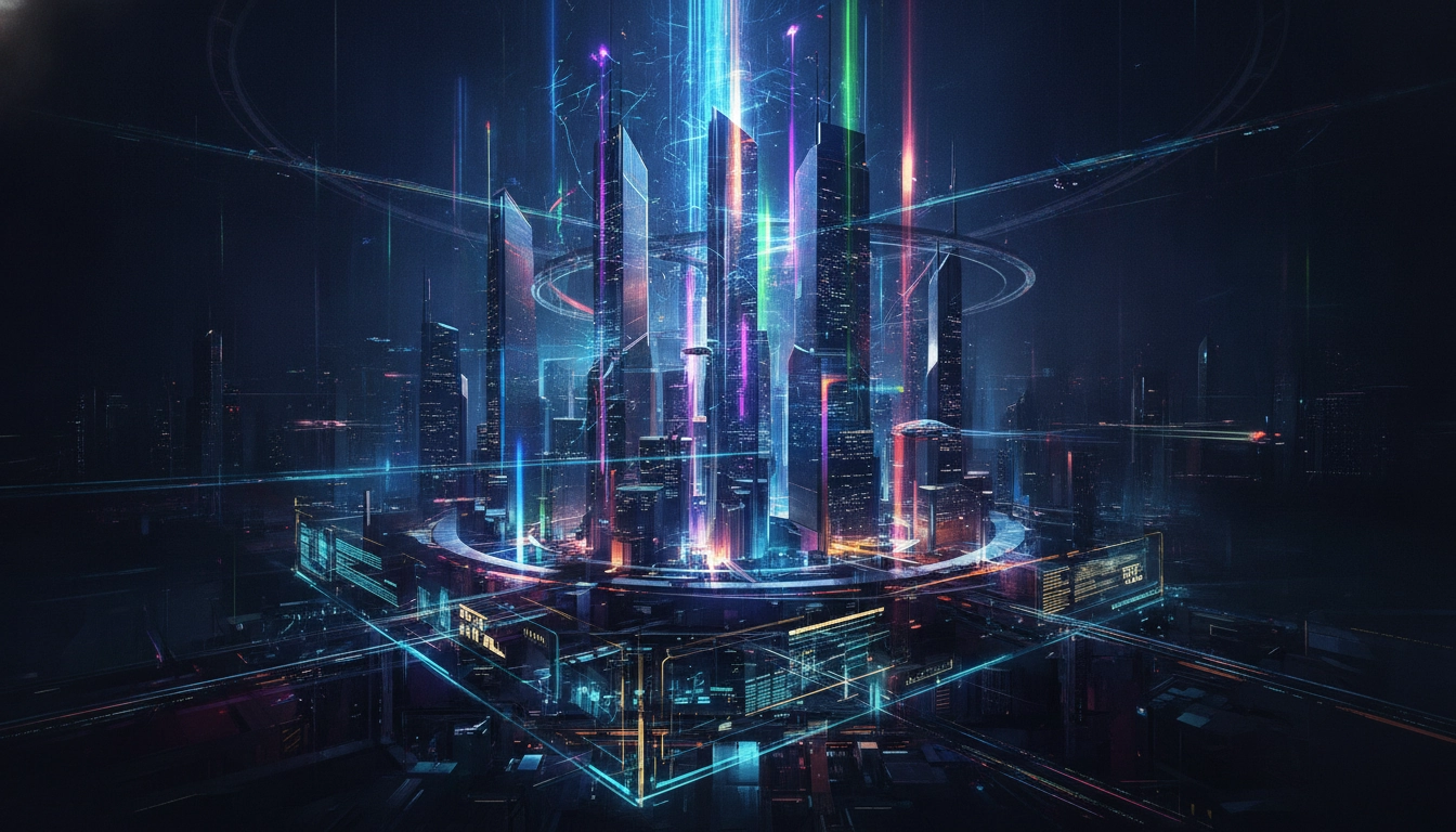 Représentation abstraite de l'intelligence artificielle générant des images et gérant l'éclairage dynamique en jeu.