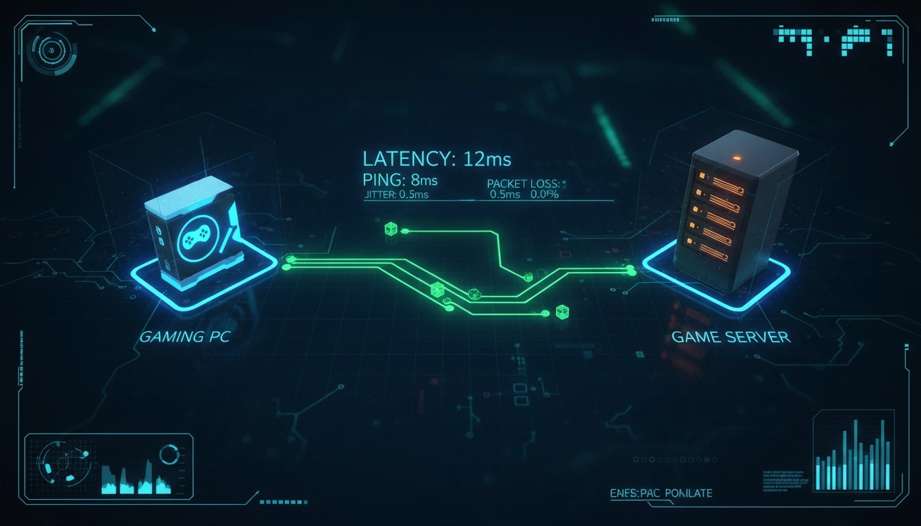 Schéma illustrant le trajet des données entre un joueur et un serveur pour comprendre comment réduire un ping élevé dans les jeux en ligne