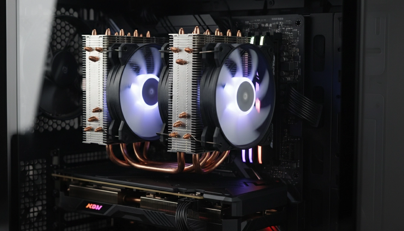 Dissipateur thermique à double tour monté sur une carte mère pour le refroidissement air PC gaming
