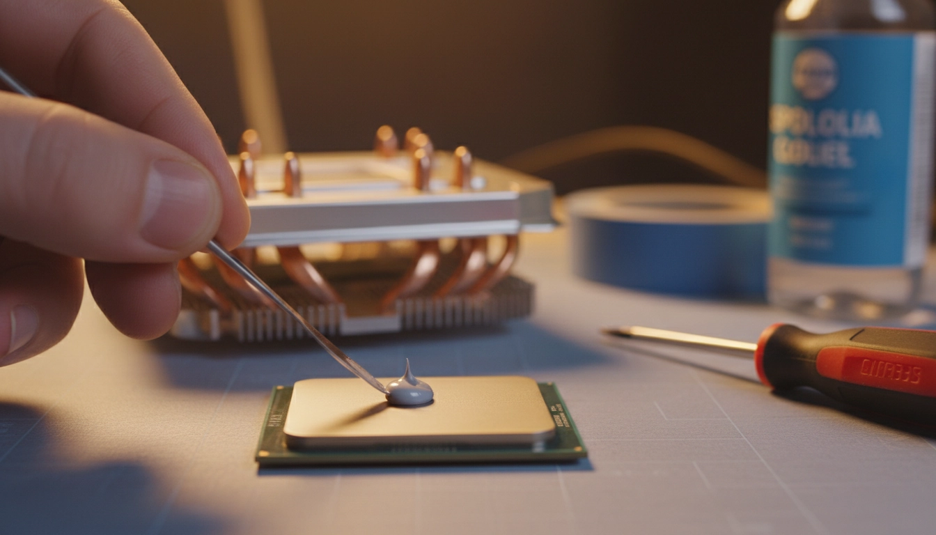 Application précise de pâte thermique sur un processeur pour optimiser le refroidissement air PC