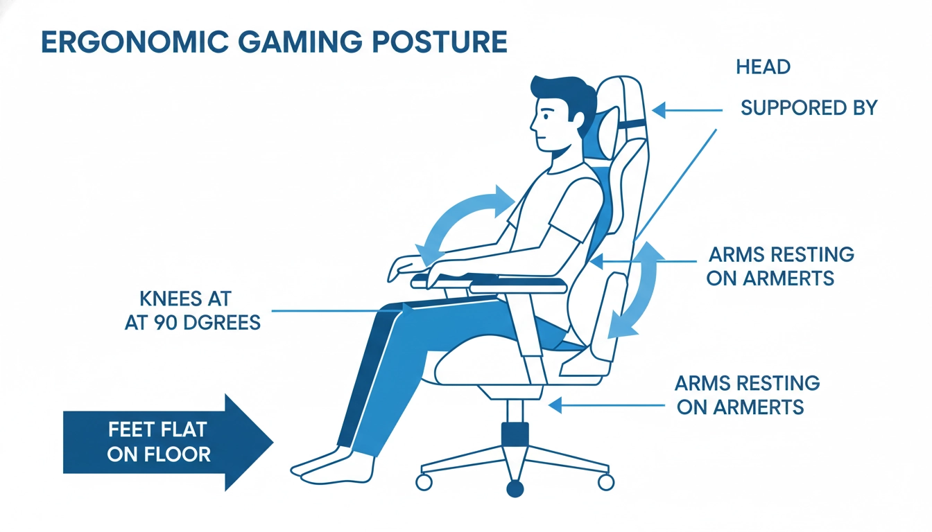 Schéma des réglages essentiels d'un siège gaming pour une posture ergonomique correcte