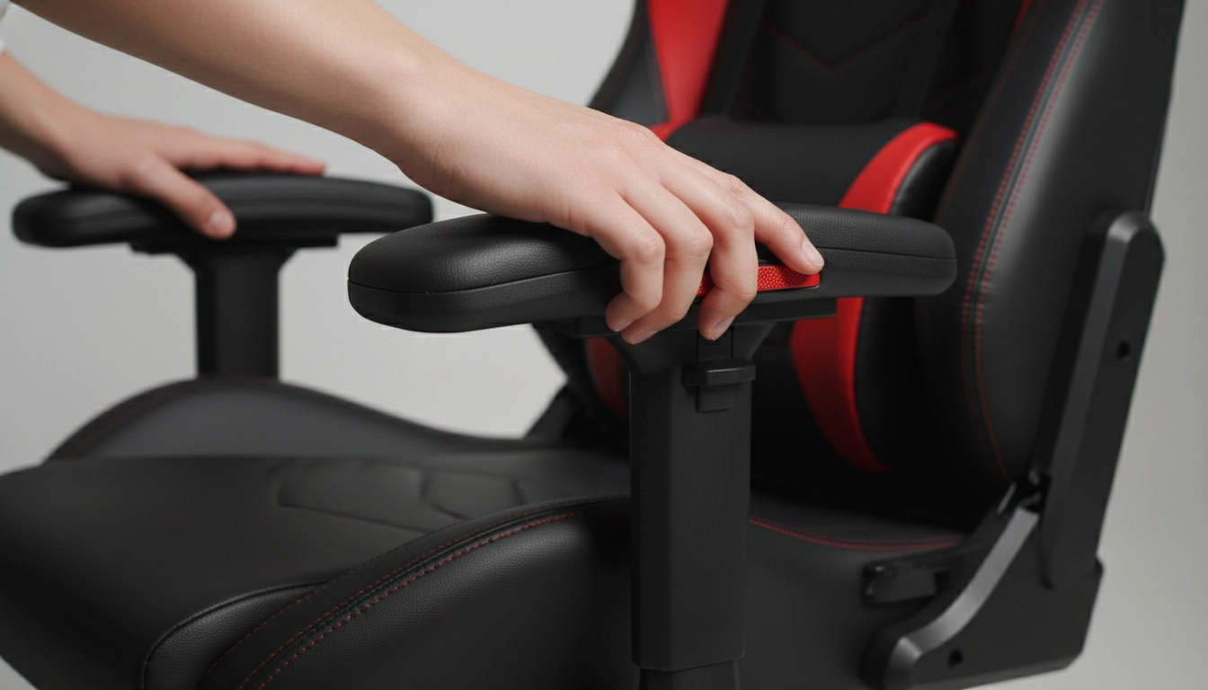 Réglage des accoudoirs 4D d'un siège gaming pour soulager les épaules et les poignets