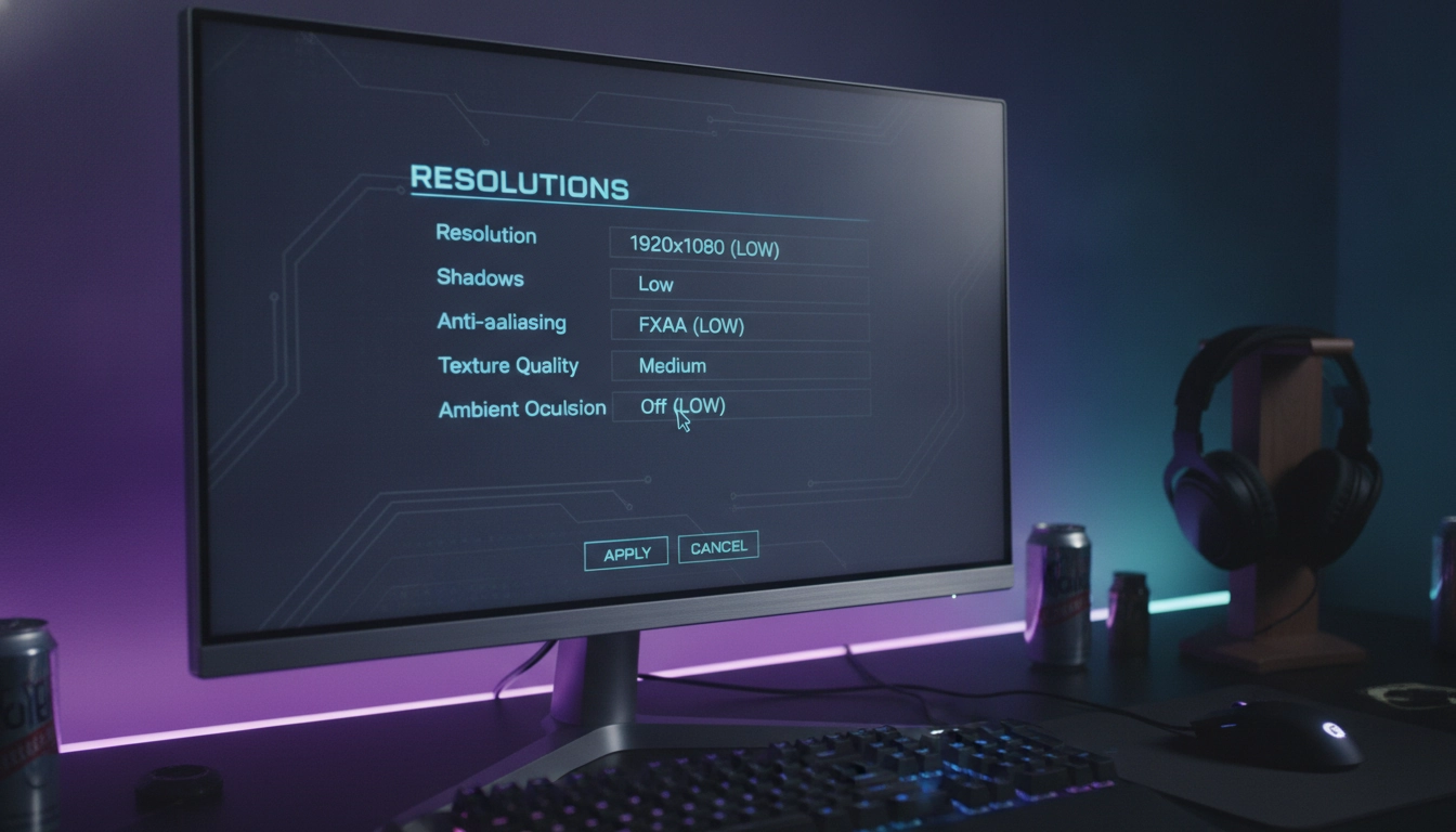 Exemple d'interface illustrant les meilleurs réglages graphiques jeux pc faible puissance