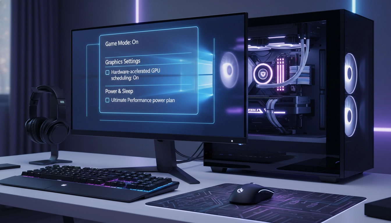 Interface Windows 11 avec les réglages windows gaming essentiels ouverts dans le panneau des paramètres système