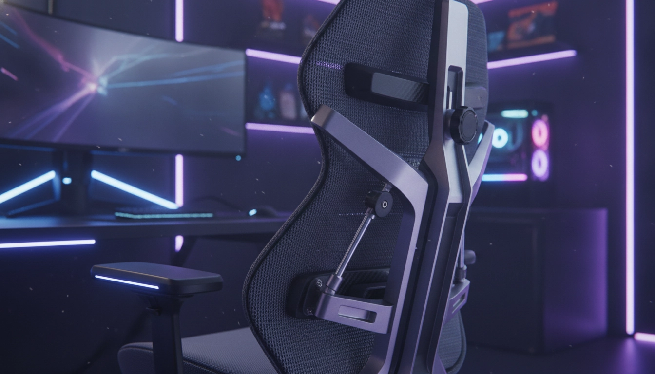 Détail du support lombaire ajustable illustrant la science ergonomie siège gaming.