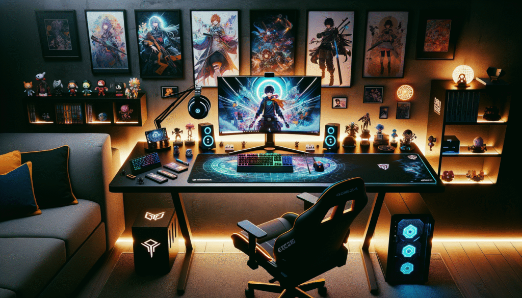 Nettoyage d'un setup gaming avec tapis XXL et équipements organisés.