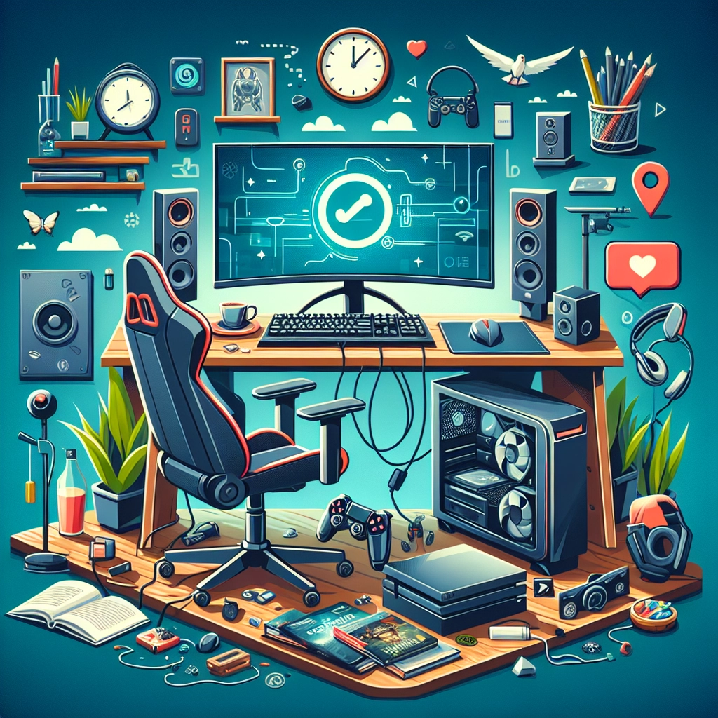 Bureau gamer avec PC et écran achetés d’occasion, setup propre et performant