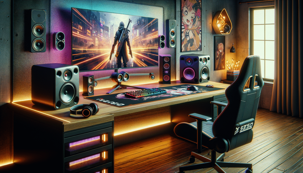 Installation gaming immersive avec son surround pour un meilleur setup gaming.