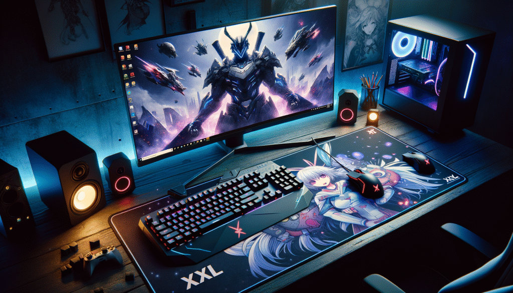 Un tapis de souris XXL gaming vibrant améliore votre setup avec style et confort pour les joueurs.