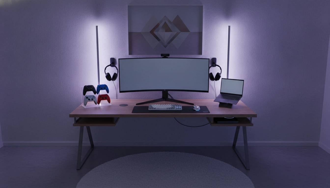Installation moderne utilisant des solutions rangement accessoires bureau gaming efficaces