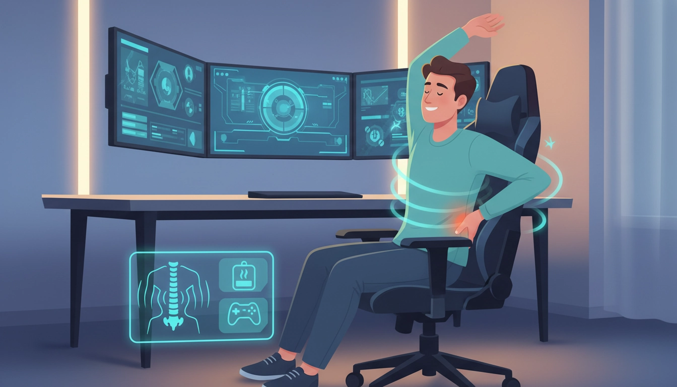 Joueur pc adoptant une posture parfaite pour soulager le mal de dos en gaming.